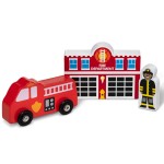 Set de joaca Orase  cu masinute si cladiri din lemn Deluxe Wooden Town Vehicle Play Set 38 Pieces Melisa and Doug 